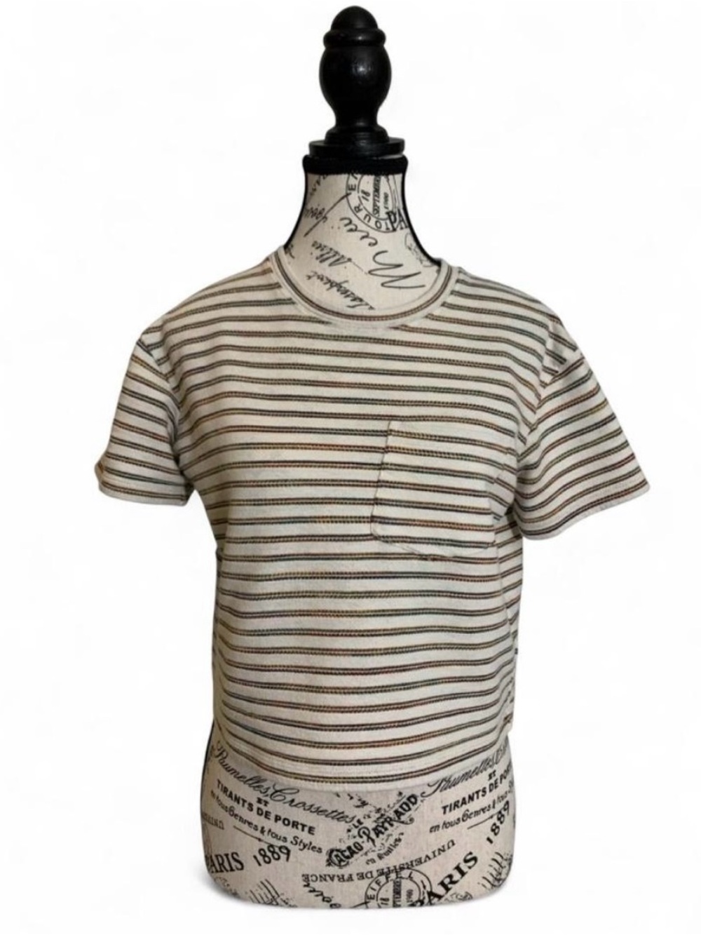 Madewell Striped Textured Cropped Tee Women’s Sz XS Retro Vintage Inspired
